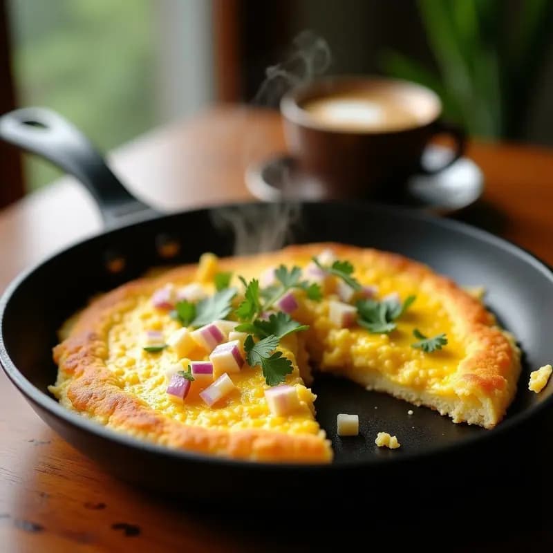 Arepa de Queso y Huevos: Desayuno Colombiano Tradicional en Sartén Antiadherente