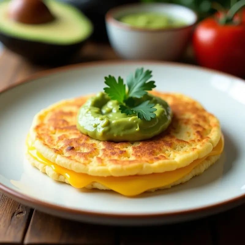 Arepa de Queso de Mano y Guasacaca: Desayuno Venezolano con Toque Verde y Sin Harina