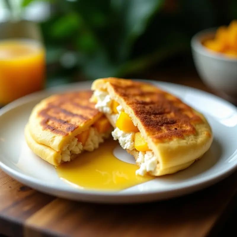 Arepa Venezuela de Queso de Mano y Mango Maduro: Desayuno Dulce-Salado en 10 Minutos