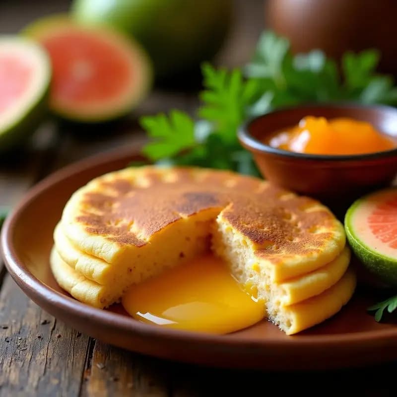 Arepa de Queso de Mano con Mermelada de Guayaba: Desayuno Venezolano Dulce-Salado
