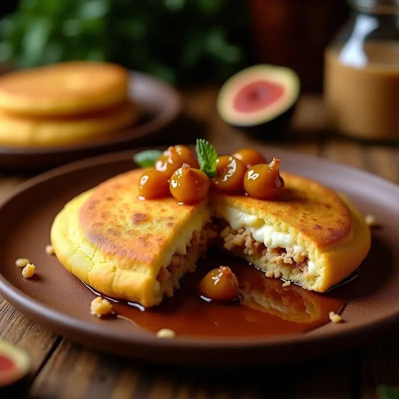 Arepa de Queso Palmito con Higos Caramelizados: Receta Venezolana Gourmet Sin Harina