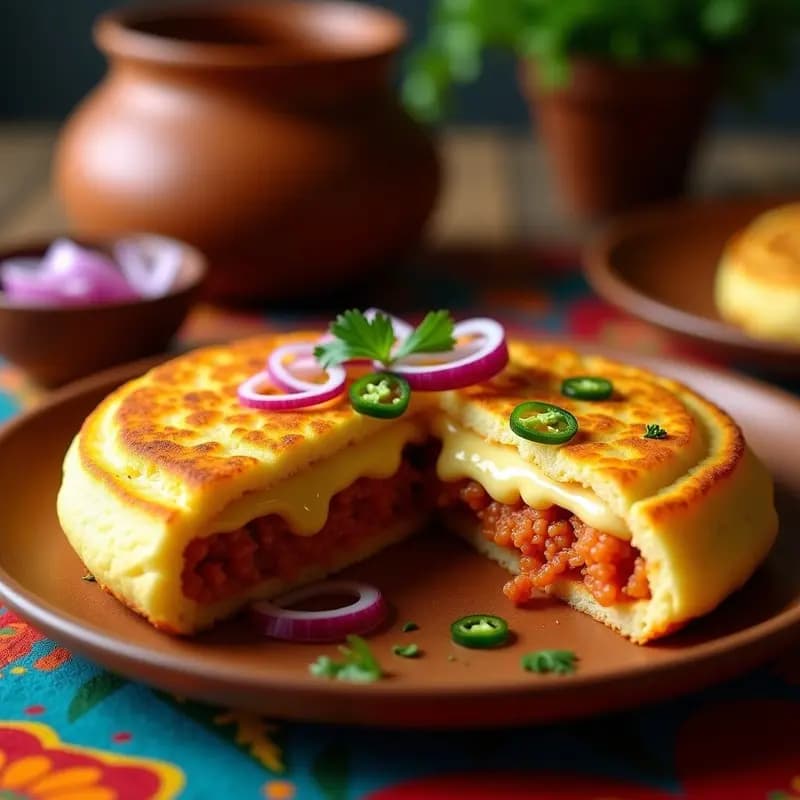 Arepa de Queso Guayanés con Pibil de Cochinita: Receta Venezolana Fusion en Airfryer