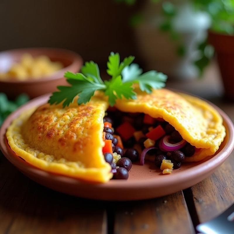 Arepa de Quinoa y Calabaza Rellena de Frijoles Negros: Receta Vegana y Sin Gluten en Airfryer