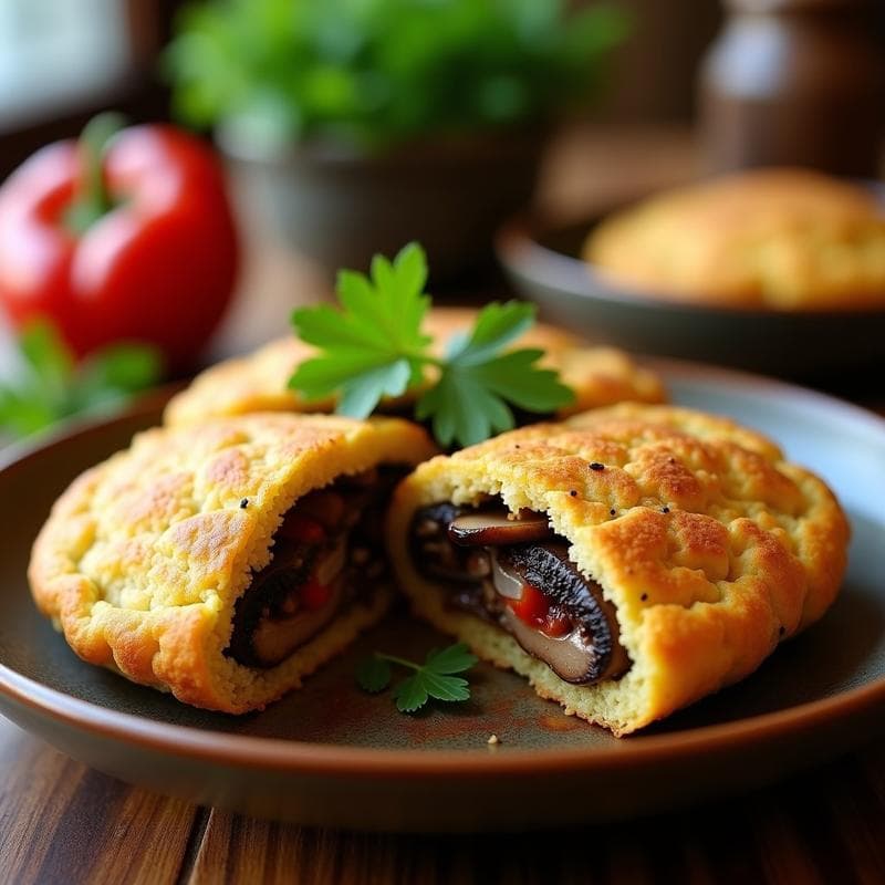 Arepa de Quinoa Rellena de Champiñones Portobello: Receta Colombiana Vegana en Airfryer