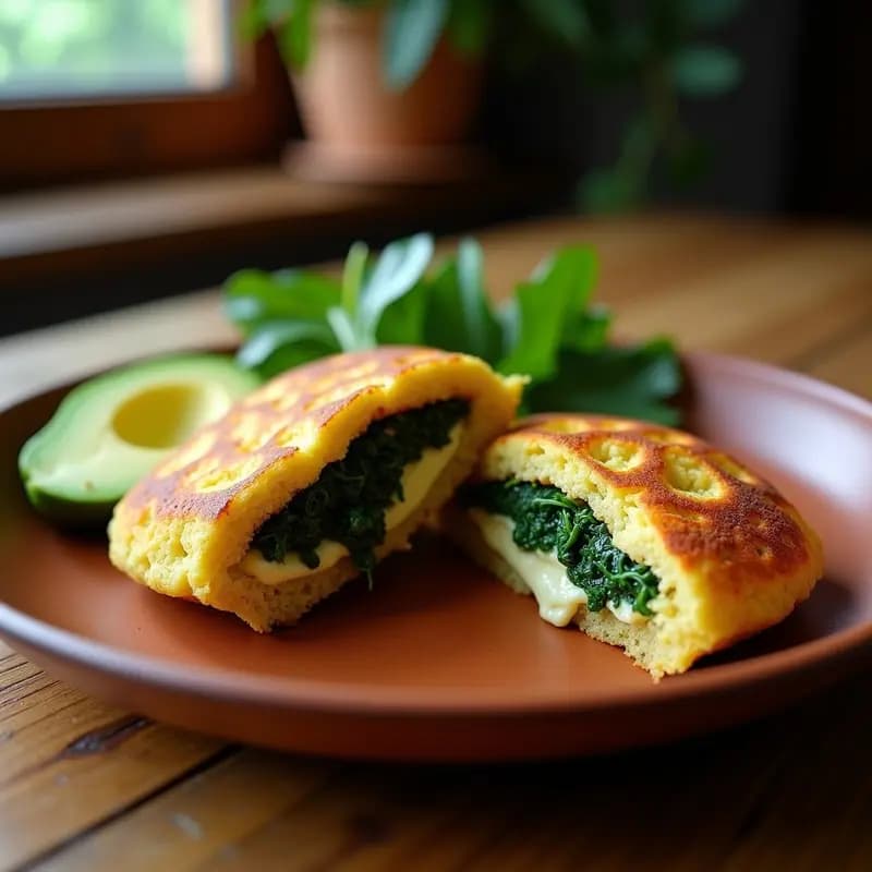 Arepa de Quinoa y Espinacas con Queso de Avenas: Receta Colombiana Vegana en Airfryer
