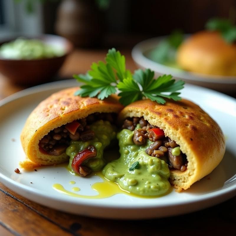 Arepa de Quinoa Rellena de Guasacaca y Champiñones: Receta Venezolana Sin Gluten