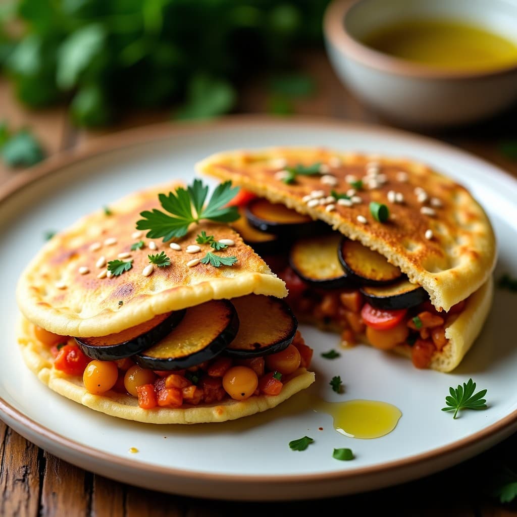 Arepa de Quinoa Rellena de Hobz Biz-Zejt y Berenjena Asada: Receta Vegana Sin Gluten