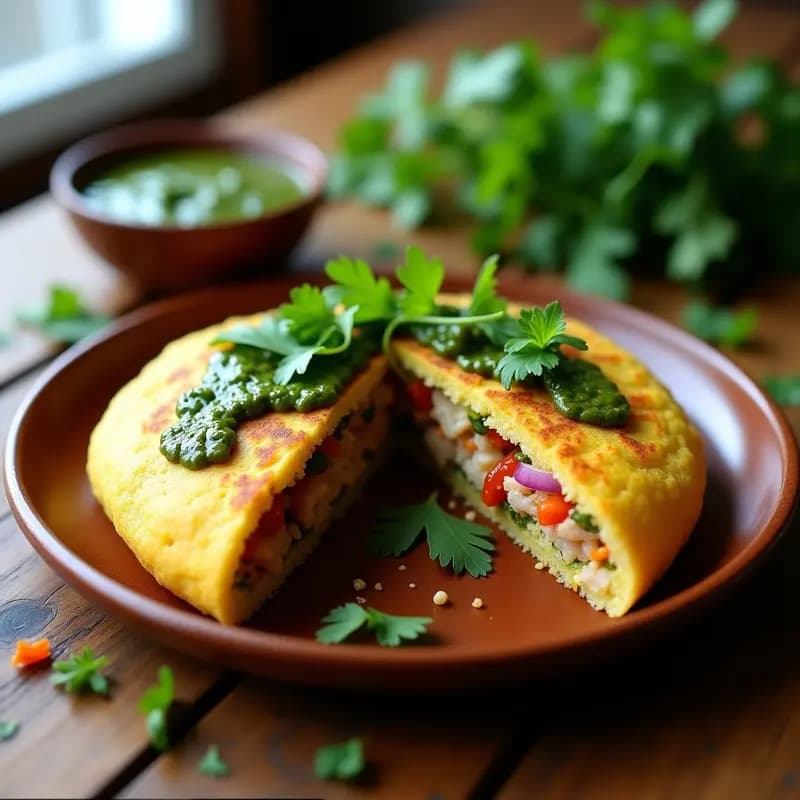 Arepa de Quinoa y Maíz Azul Rellena de Pollo al Chimichurri: Receta Colombiana Sin Gluten