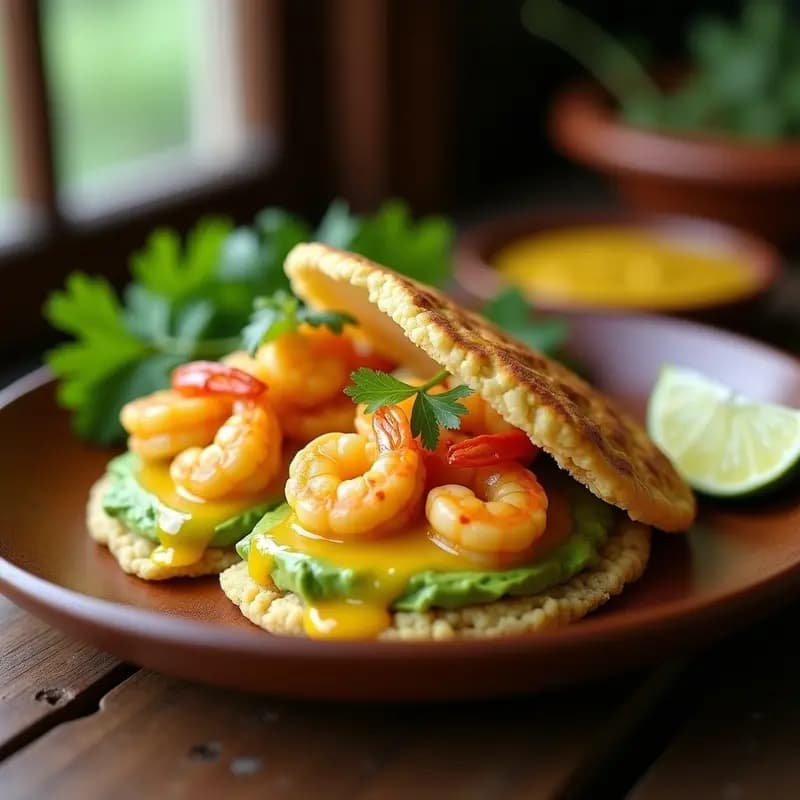 Arepa de Quinoa Rellena de Palta y Camarones al Ají Amarillo: Receta Peruano-Colombiana Keto