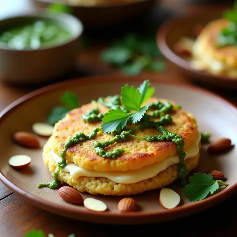 Arepa de Quinoa y Queso de Cabra con Pesto de Cilantro: Desayuno Venezolano Sin Gluten