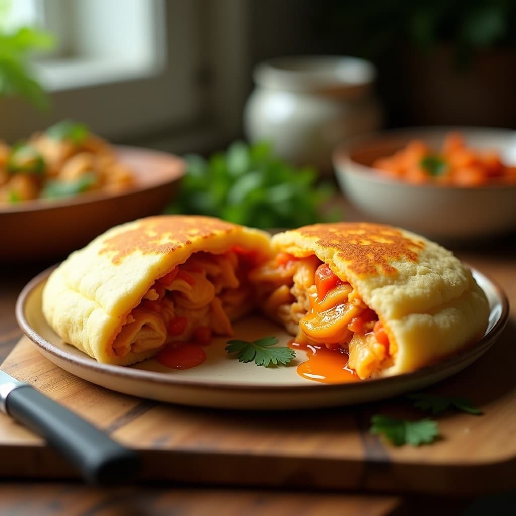 Arepa Rellena de Pollo Desmenuzado y Queso Guayanes: Receta Venezolana para Tupper