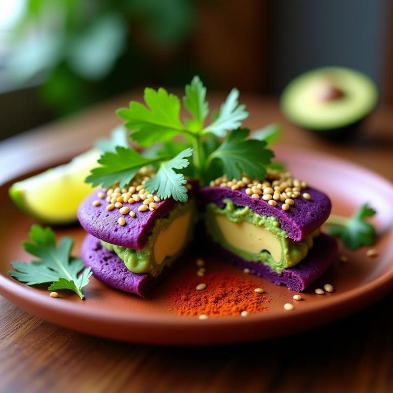 Arepa Vegana de Maíz Morado con Aguacate y Semillas: Desayuno Sin Gluten y Alta en Fibra
