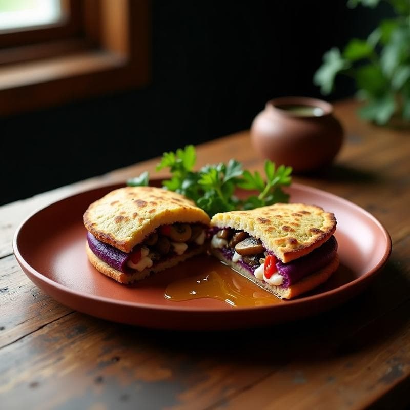 Arepa Vegana de Ñame y Champiñones con Queso de Cashew: Receta Colombiana Sin Gluten