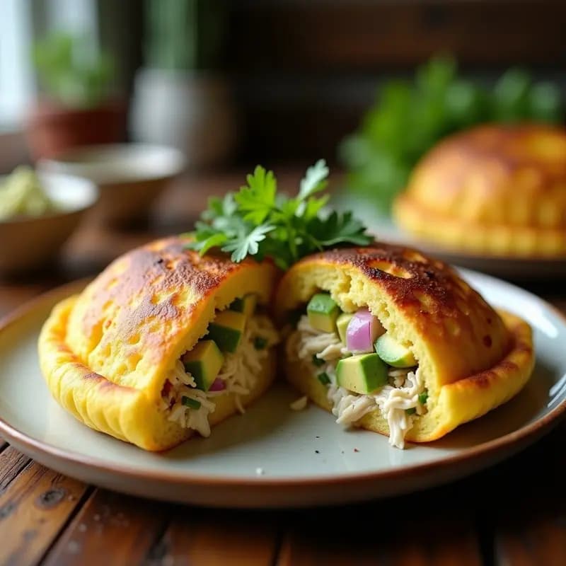 Arepa Venezolana de Maíz Amarillo Rellena de Reina Pepiada: Receta Street Food