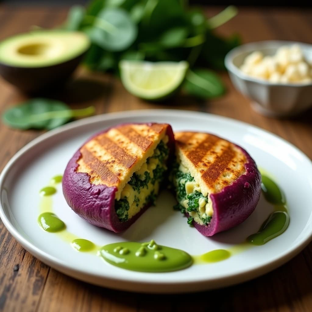 Arepa de Yautía y Espinacas Rellenas de Queso de Soja: Receta Puertorriqueña Vegana en Airfryer