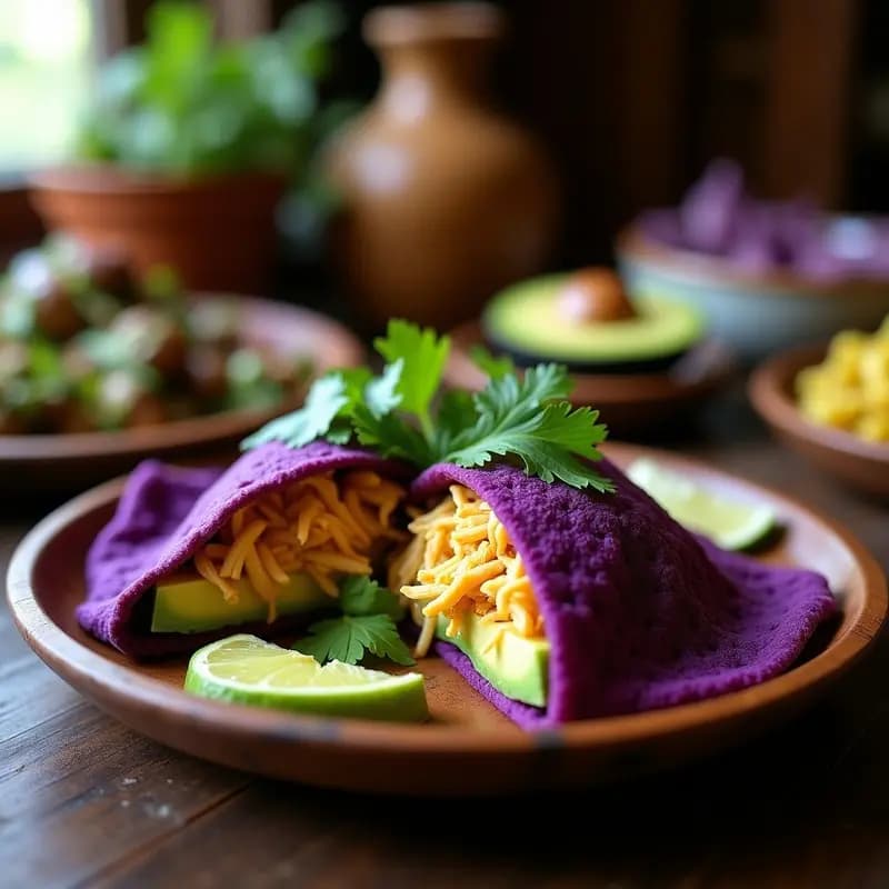 Arepa de Yautía Morada con Relleno de Pollo Desmenuzado y Aguacate: Receta Caribeña Sin Gluten