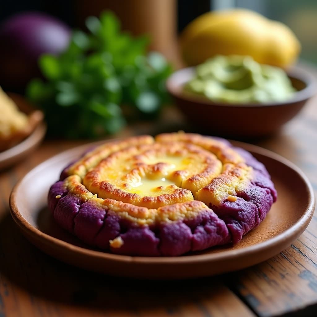 Arepa de Yautía Morada y Queso de Oveja: Receta Venezolana Sin Gluten en Airfryer