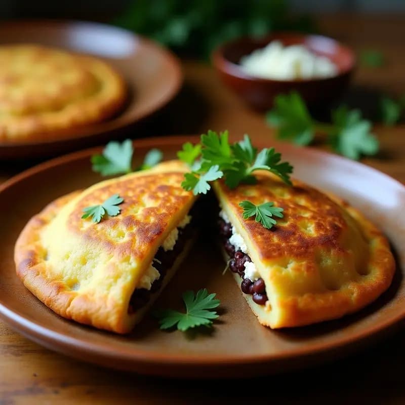 Arepa Venezolana de Yuca Rellena de Caraotas Negras y Queso de Cabra: Receta Tradicional Sin Harina