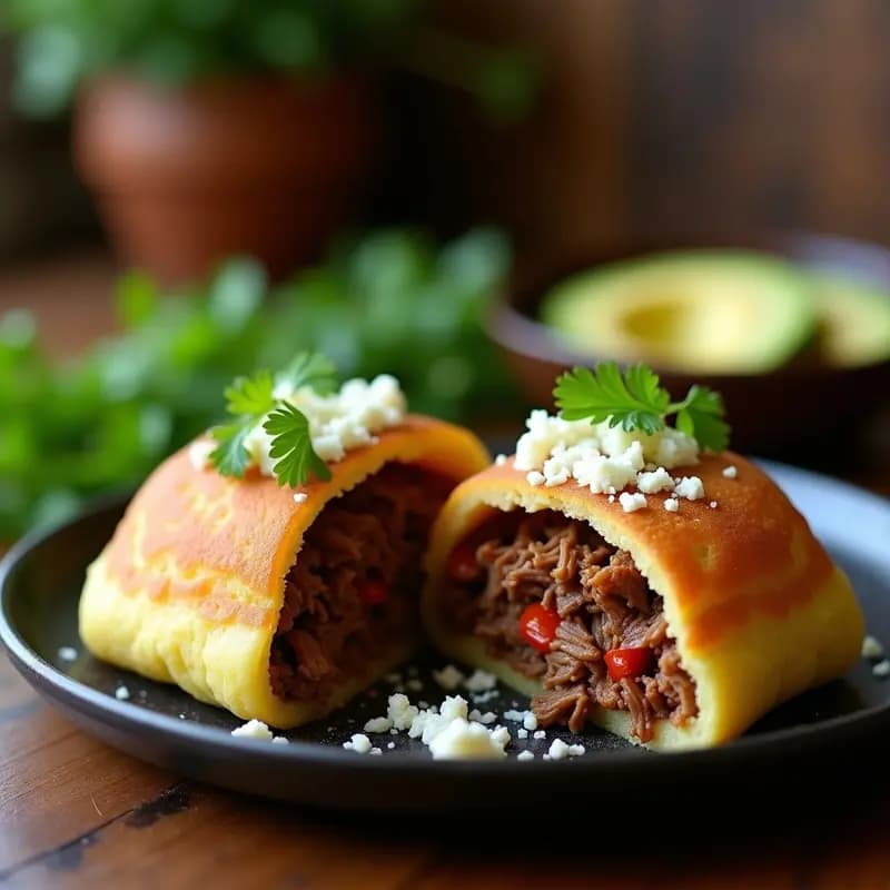 Arepa de Yuca Rellena de Carne Desmechada: Receta Venezolana Keto en Sartén
