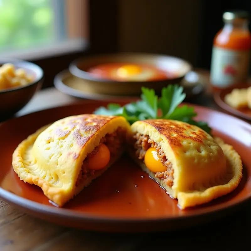 Arepa de Yuca Rallada con Relleno de Carne Desmechada y Huevo: Receta Colombiana en Airfryer