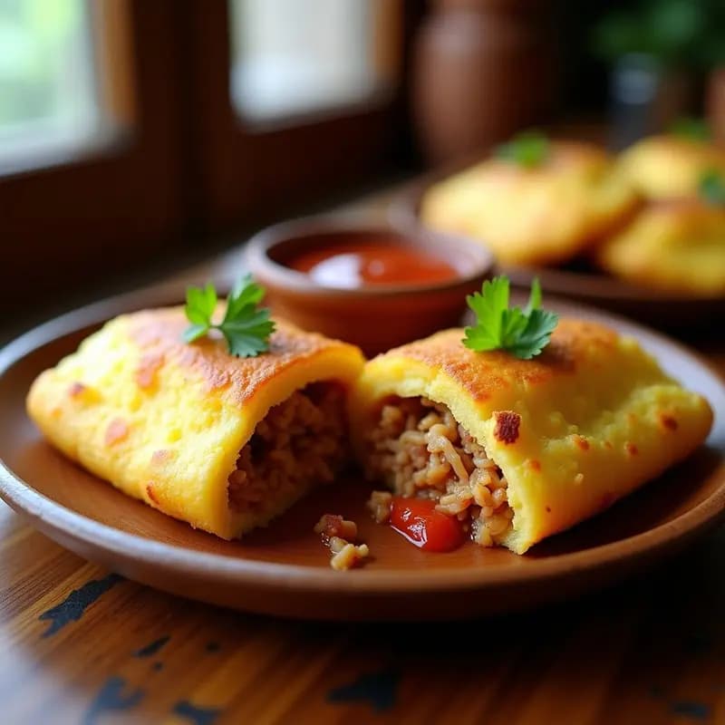 Arepa de Yuca Rellena de Chicharrón y Hogao: Receta Colombiana Crujiente y Jugosa