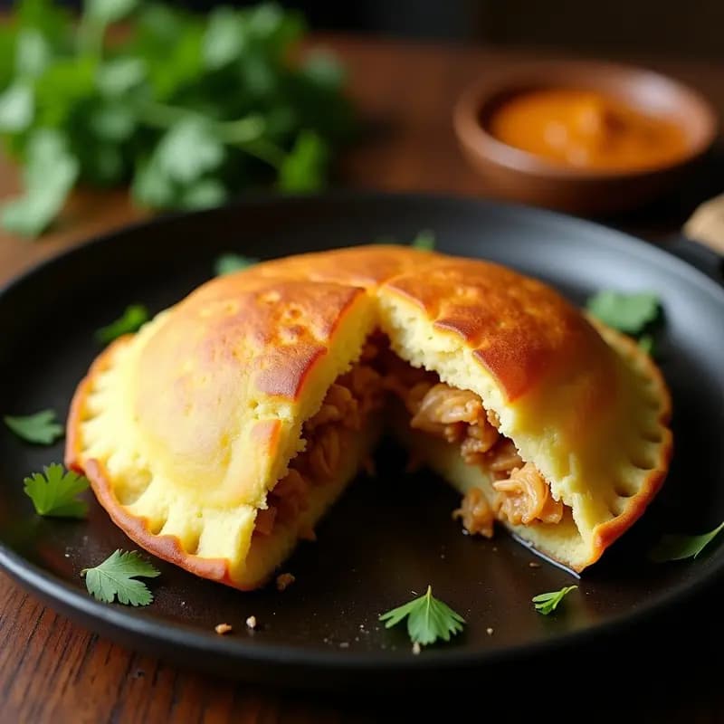 Arepa de Yuca y Chicharrón de Pollo: Desayuno Colombiano Crujiente en Comal