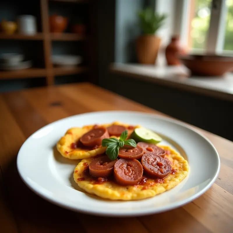 Arepa de Yuca y Chorizo Ibérico: Receta Venezolana-Española Crujiente en Plancha
