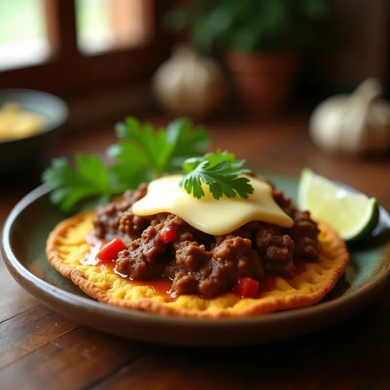 Arepa de Yuca con Desmenuzado de Res y Queso Guayanés: Receta Venezolana Sin Horno