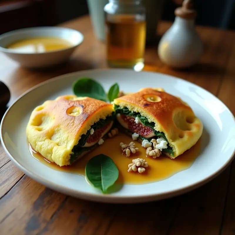 Arepa de Yuca y Espinacas con Relleno de Higos y Queso Azul Vegano: Receta Venezolana Sin Harina