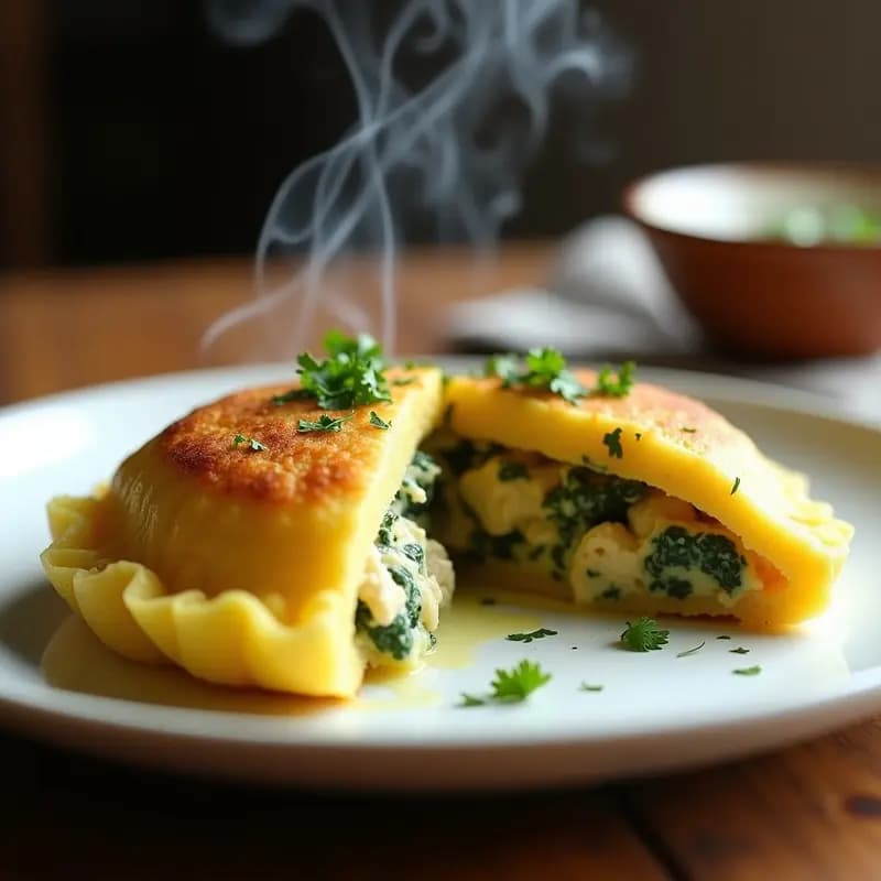 Arepa de Yuca y Espinacas Rellena de Pollo al Curry: Receta Venezolana-India en Airfryer