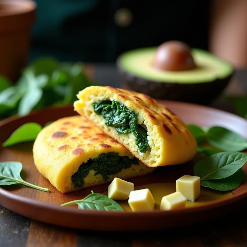 Arepa de Yuca y Espinacas con Queso de Anacardos: Receta Vercional Sin Gluten y Keto