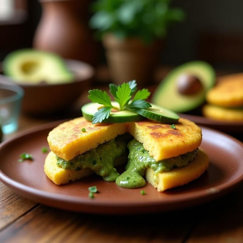 Arepa de Yuca y Espirulina con Guasacaca Vegana: Receta Venezolana Alta en Hierro
