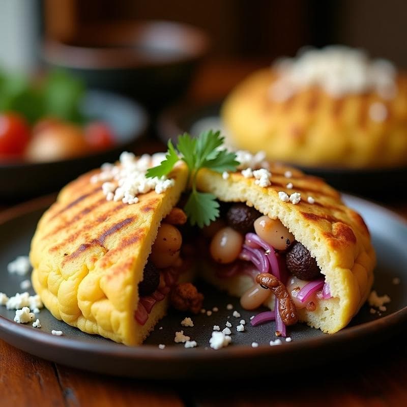 Arepa de Yuca Fermentada con Relleno de Pulpo a la Brasa: Receta Colombiana-Venezolana Crujiente