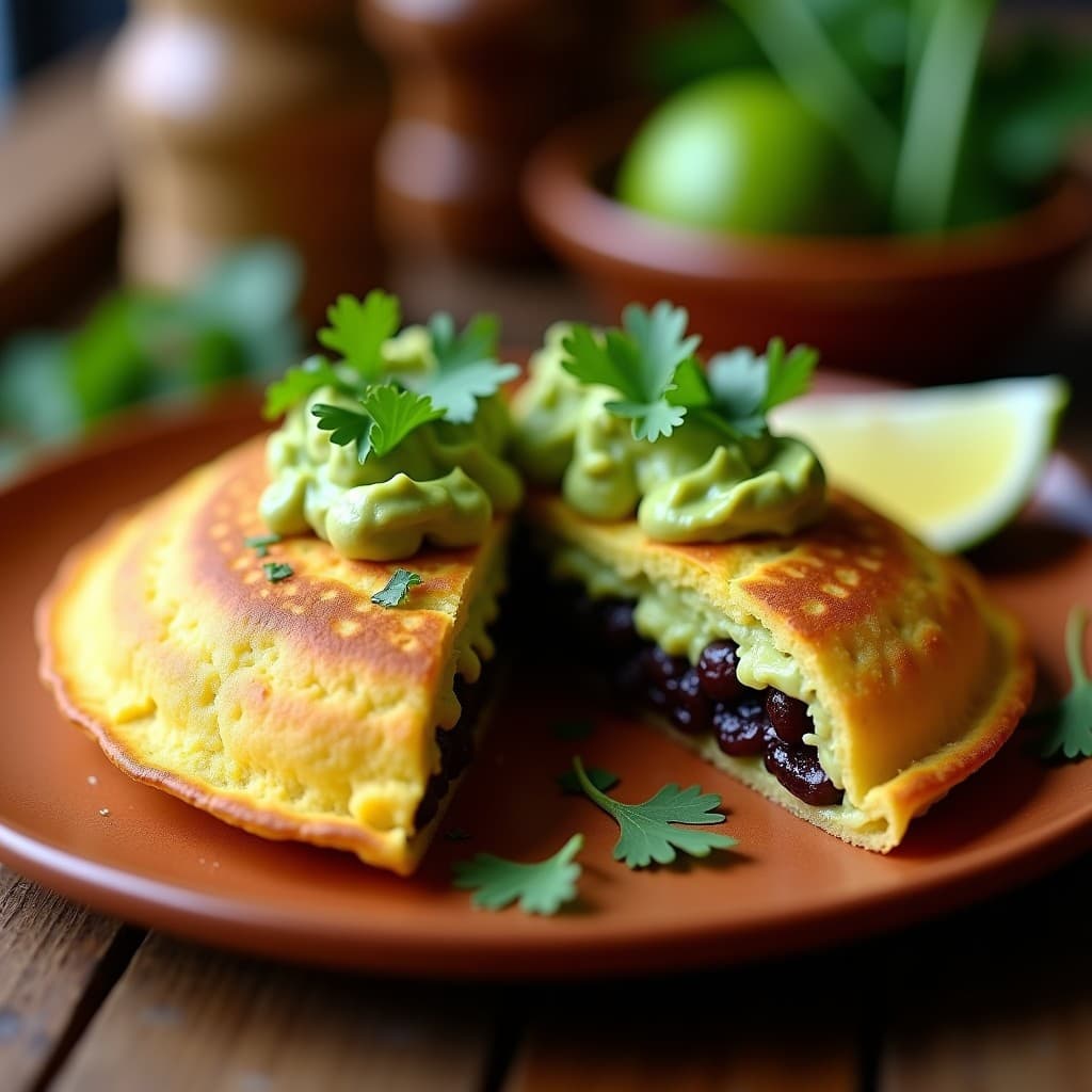 Arepa de Yuca Rellena de Guacamole y Frijoles Negros: Receta Venezolana Vegana