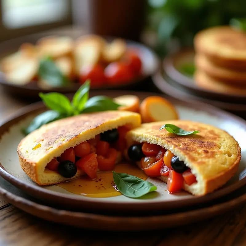 Arepa de Yuca Rellena de Hobz Biz-Zejt y Queso Halloumi: Fusión Venezuela-Malta