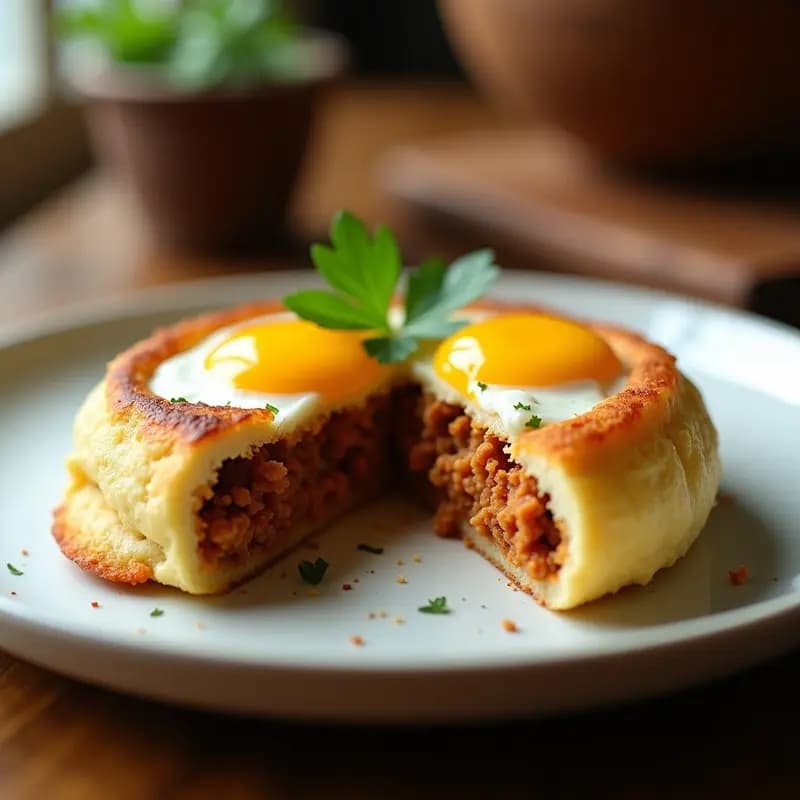 Arepa de Yuca Rellena de Huevo y Chorizo Vegano: Desayuno Colombiano Keto en Airfryer