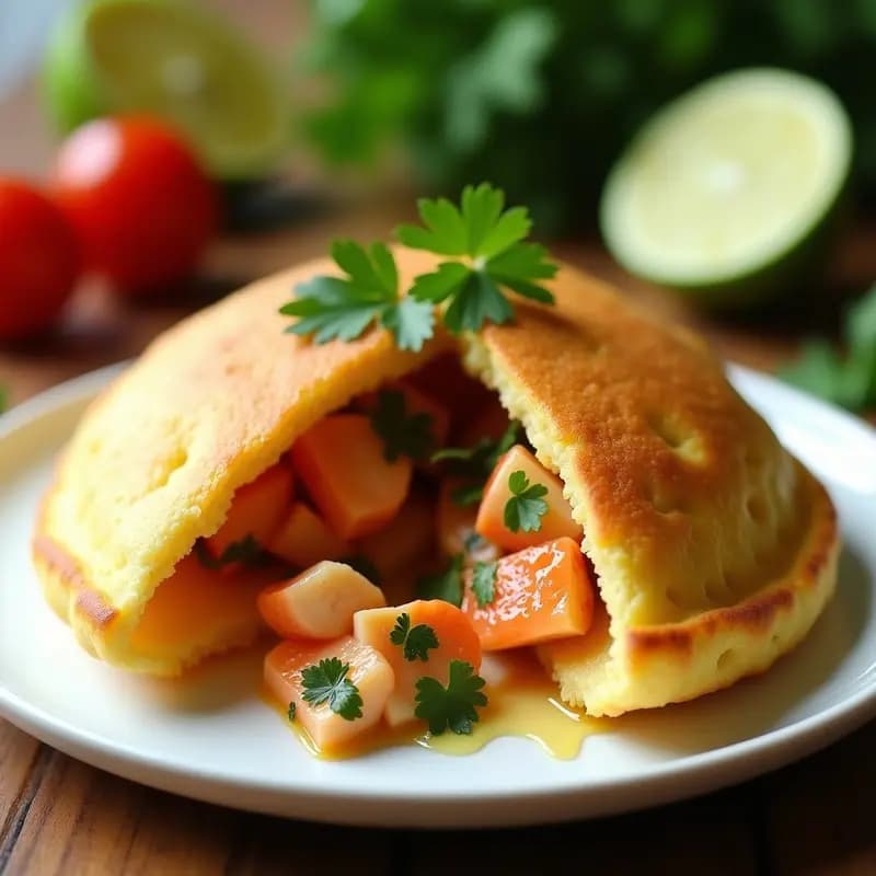 Arepa Dominicana de Yuca con Relleno de Langosta: Receta Caribeña Gourmet en Airfryer