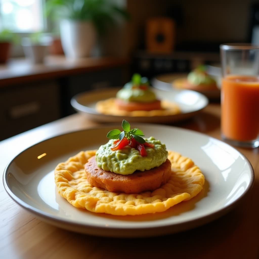 Arepa de Yuca Morada con Guacamole de Mamey y Chili: Desayuno Venezolano Sin Gluten
