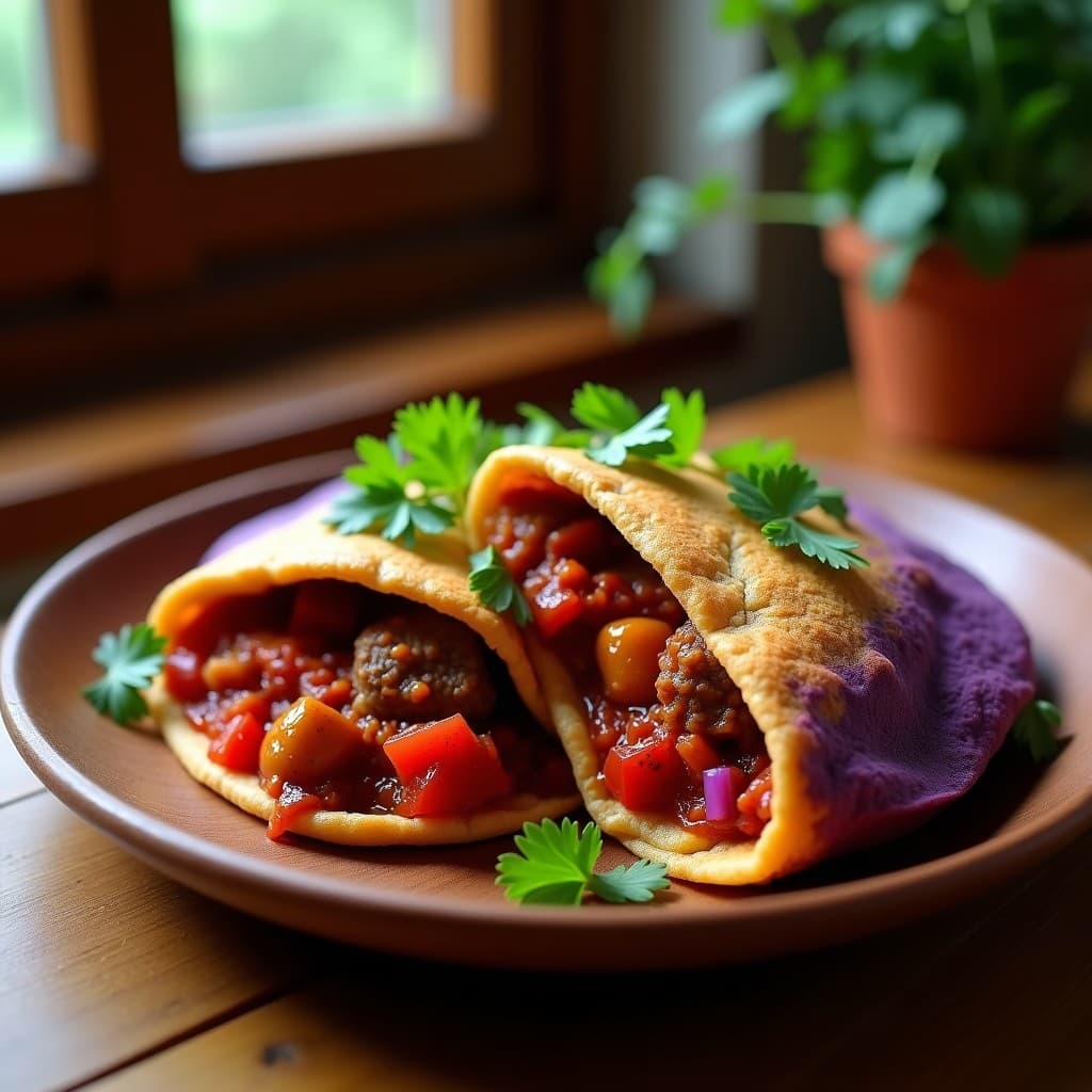 Arepa de Yuca Morada y Guiso de Seitan: Receta Colombiana Vegana en Thermomix