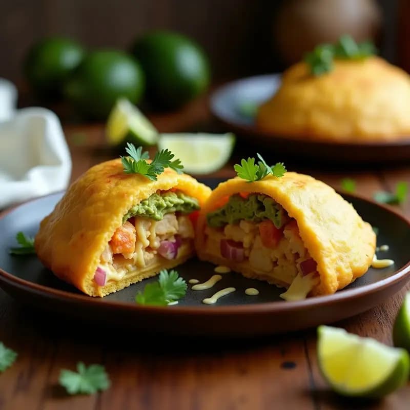 Arepa de Yuca Rellena de pollo al Curry y Aguacate: Receta Venezolana-Colombiana Fusion