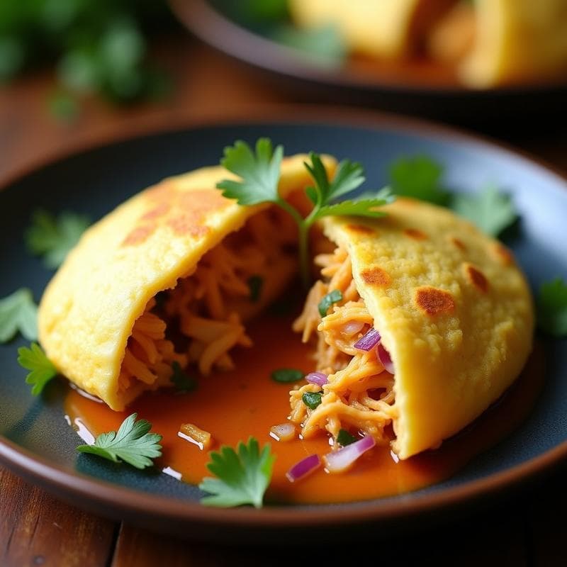 Arepa de Yuca Rellena de Pollos al Curry: Receta Colombiana en Airfryer Sin Aceite