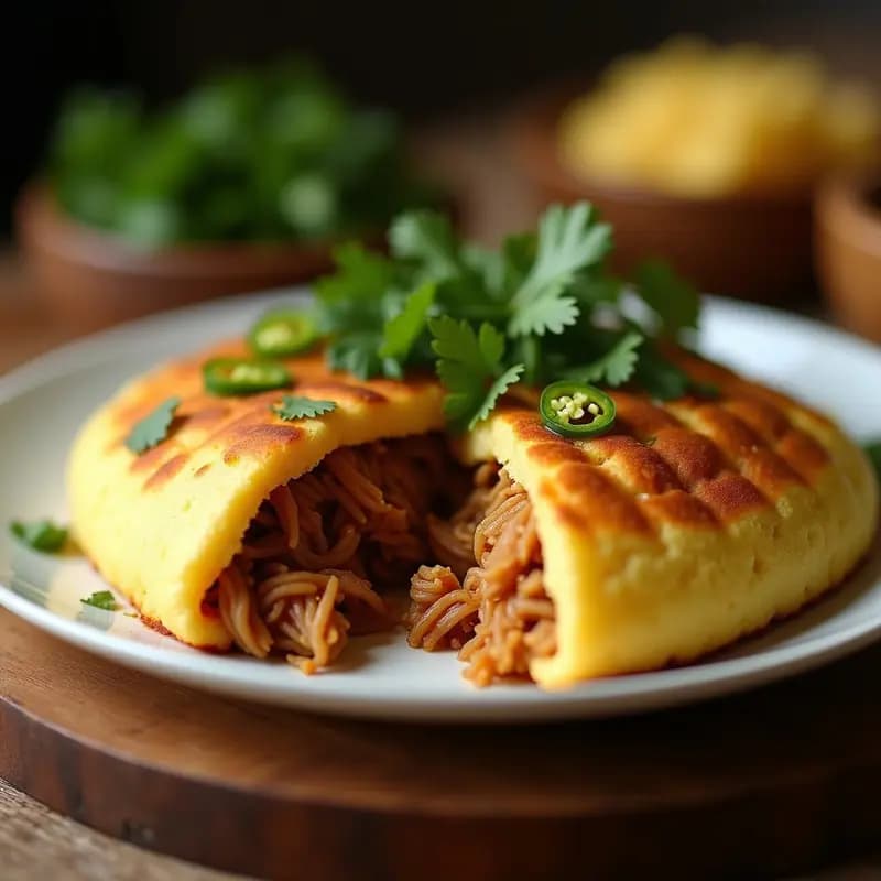 Arepa de Yuca Rellena de Pulled Jackfruit: Receta Venezolana Vegana y Crujiente