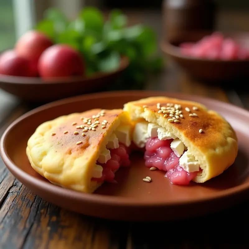 Arepa de Yuca con Relleno de Pulpa de Guayaba y Queso Fresco: Desayuno Colombiano Dulce-Salado