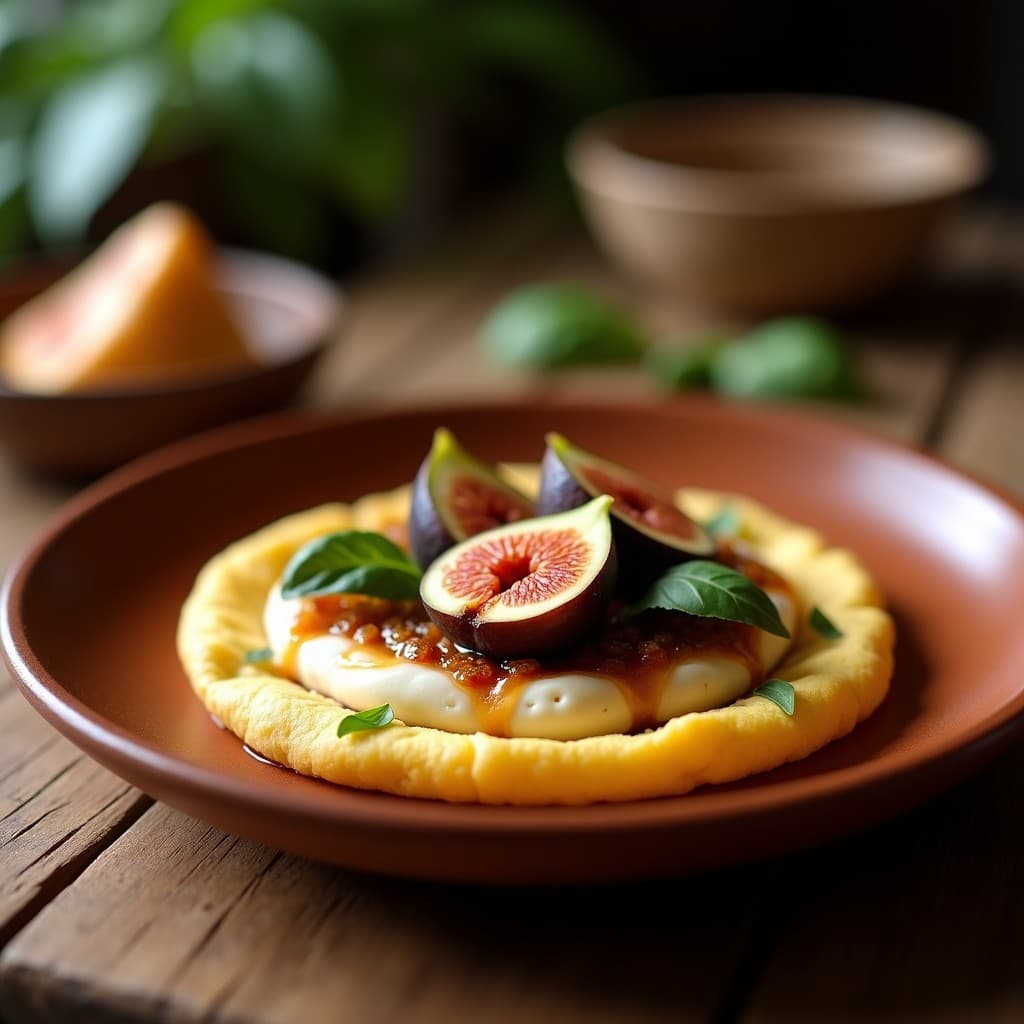 Arepa de Yuca y Queso de Búfala con Higo Caramelizado: Receta Venezolana Gourmet