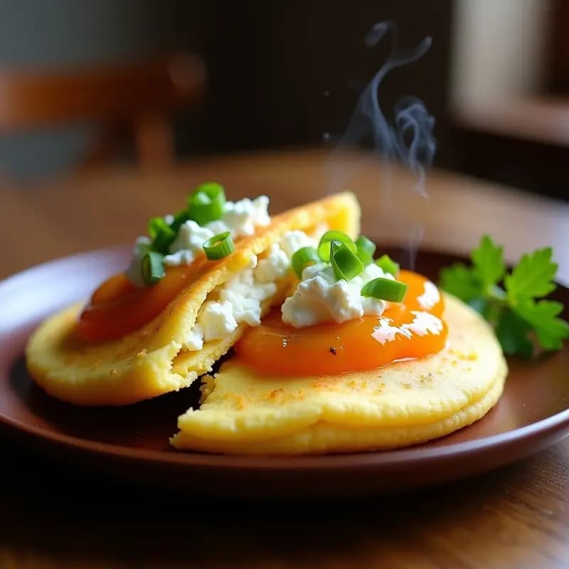 Arepa de Yuca Rellena de Queso de Cabra y Mermelada de Maracuyá: Desayuno Colombiano/Venezolano