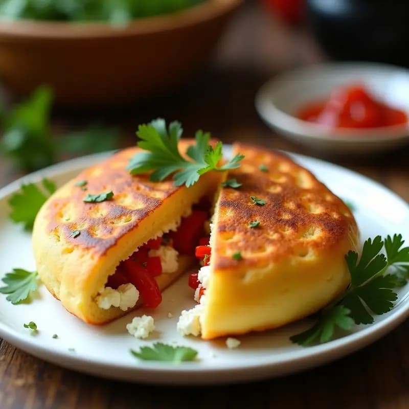 Arepa de Yuca Rellena de Queso Feta y Pimiento: Receta Colombiana Sin Harina