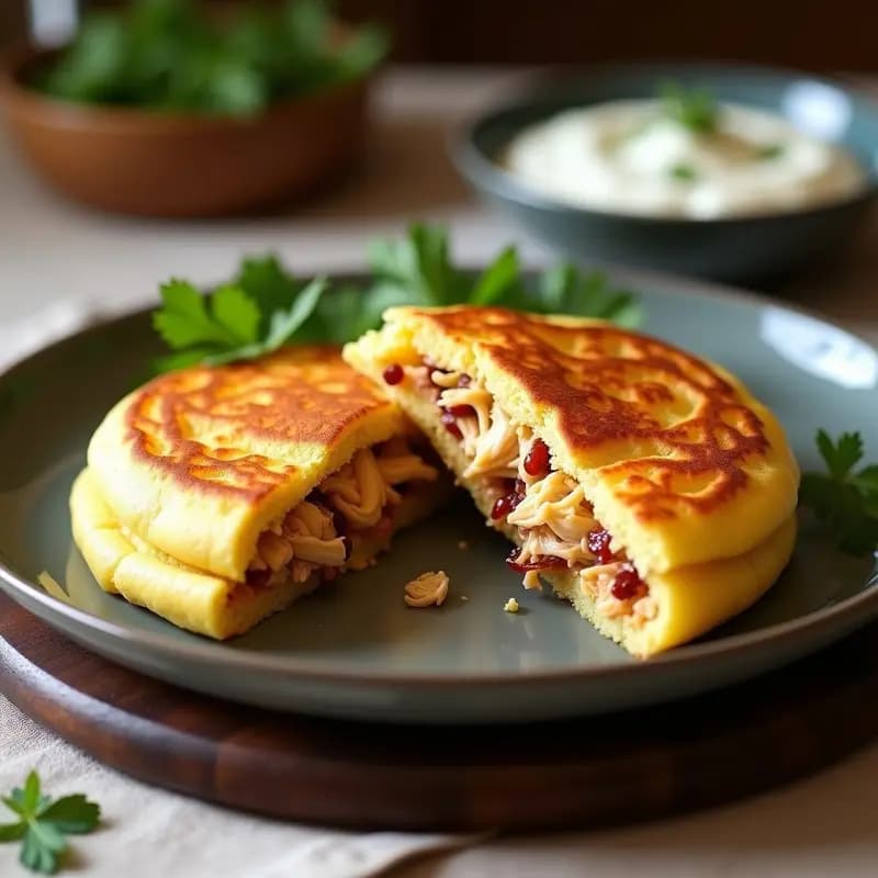 Arepa de Yuca y Queso Guyere con Pollo Desmenuzado: Receta Venezuelana en Airfryer