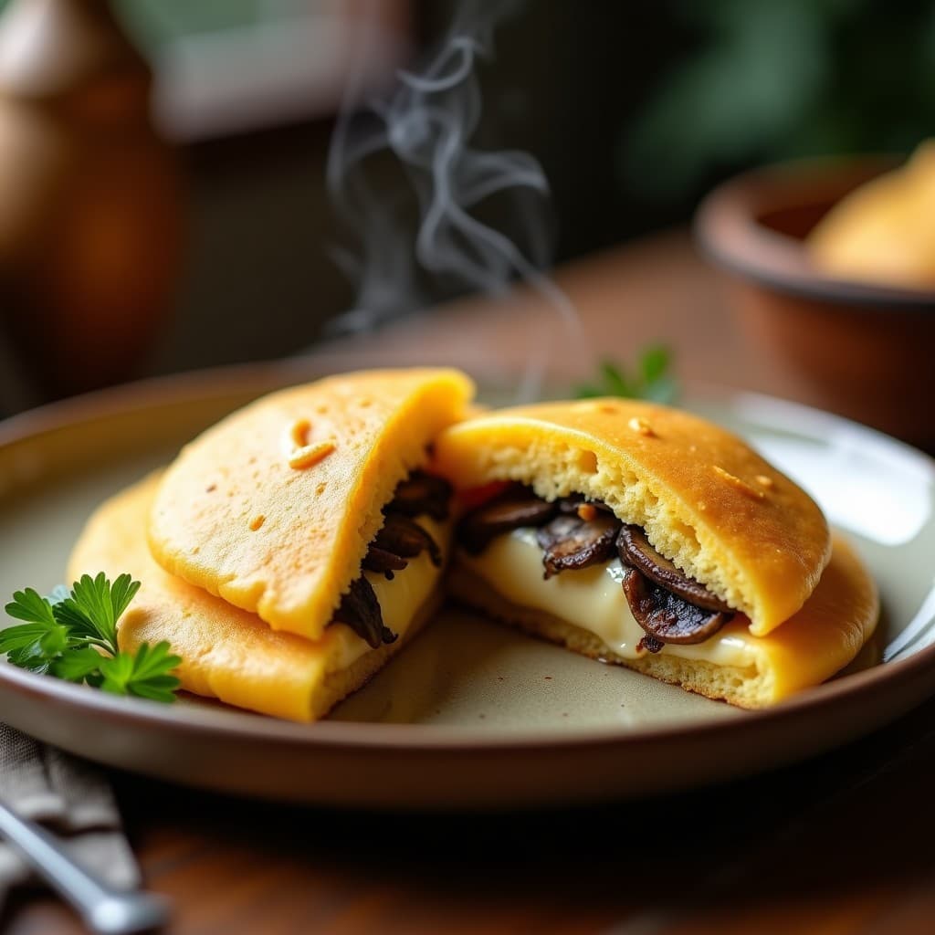 Arepa de Yuca y Queso de Mandioca Rellena de Champiñones Portobello: Receta Brasileña en Thermomix