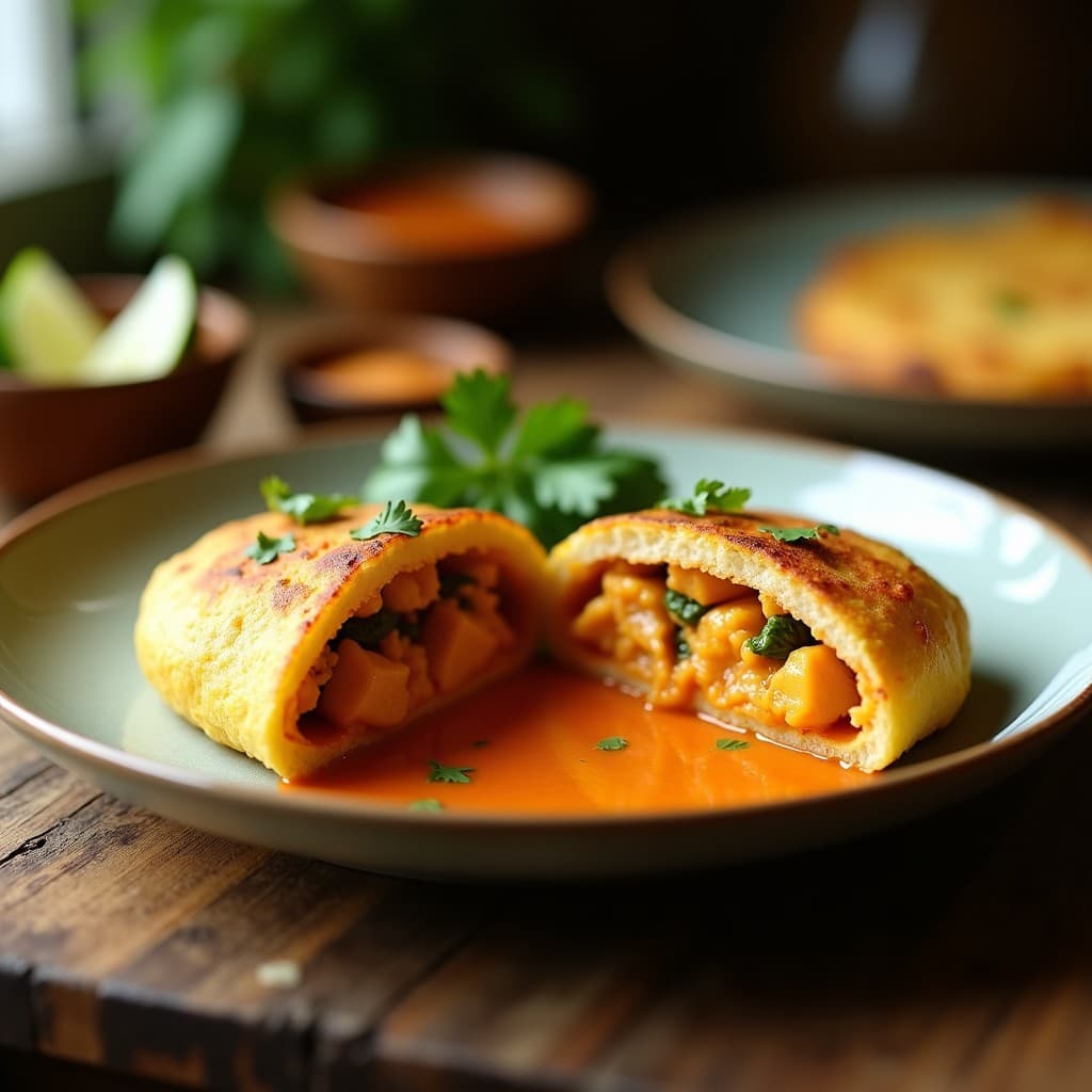 Arepa de Yuca y Queso Palmaria con Relleno de Pollo al Curry: Receta Venezolana Sin Gluten