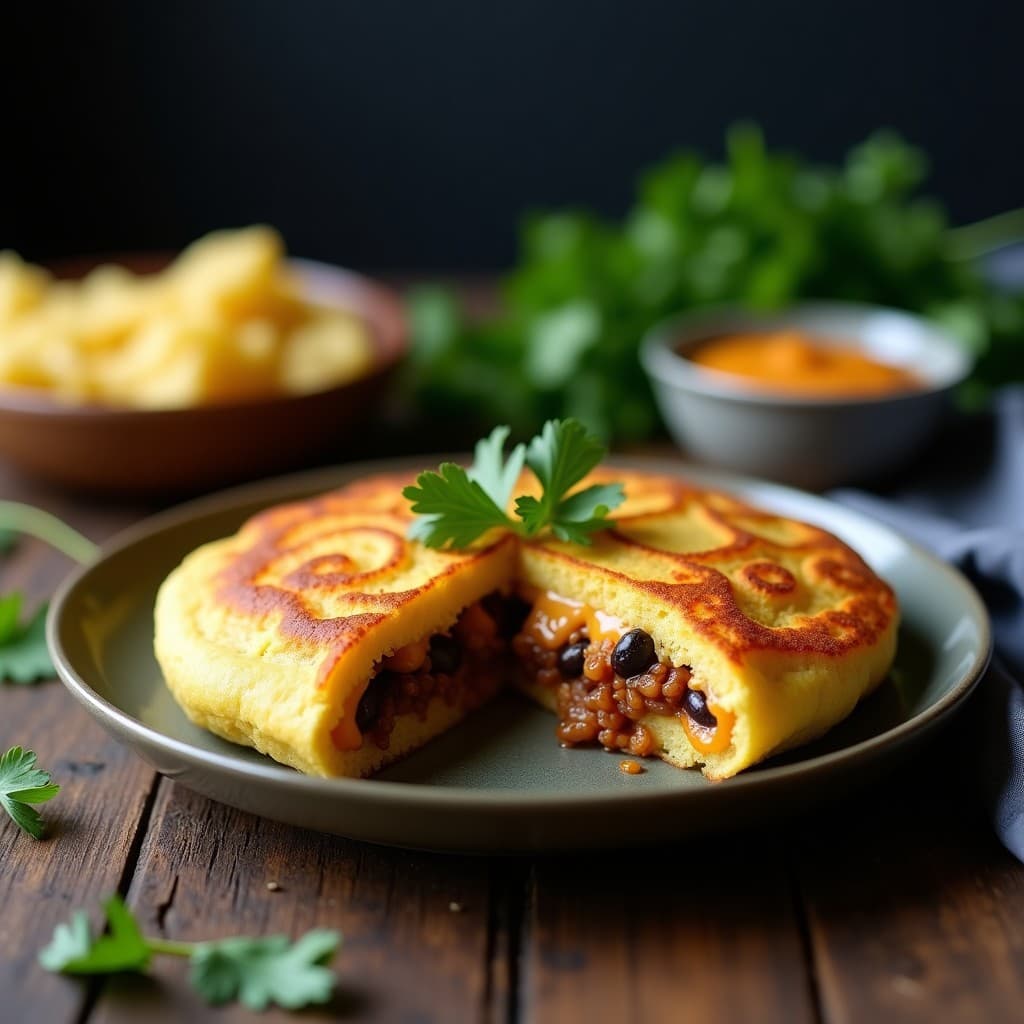 Arepa de Yuca y Queso Vegano Relleno de Pabellón: Receta Venezuela en Airfryer